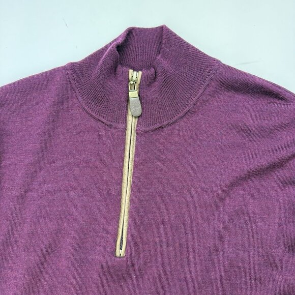 Orvis Mens L Purple Wool 1/4 Zip Up Long Sleeve Pullover Sweater - Picture 3 of 7